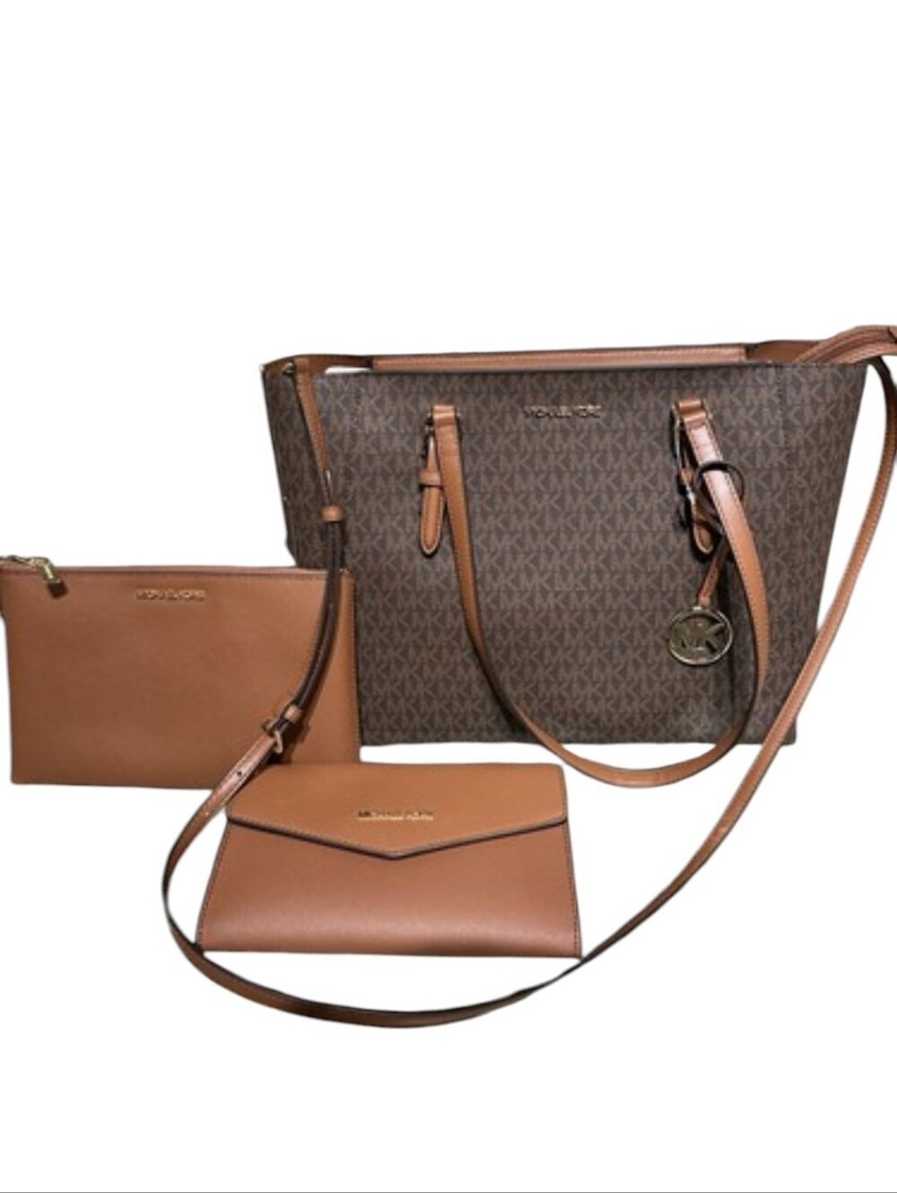 Michael Kors Large Charlotte  MK Logo  3 In One Tote Bag Set - Picture 2 of 8